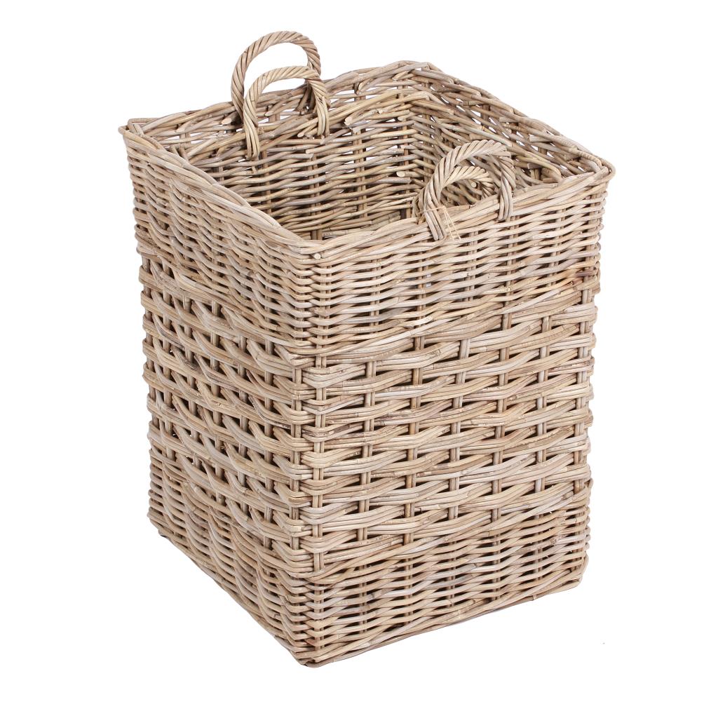 KI Large Square Grey Wicker Basket Country Furniture Barn