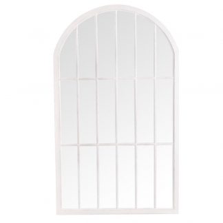 KI - Large White Arched Window Mirror
