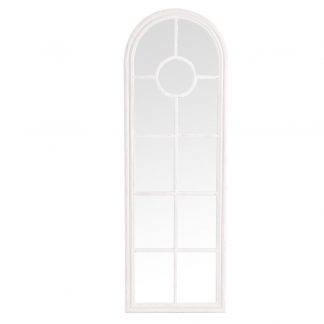 KI - White Narrow Arched Window Mirror