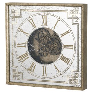 HI - Mirrored Square Framed Clock with Moving Mechanism