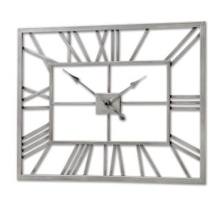 HI - Silver Rectangular Skeleton Wall Clock