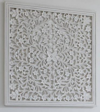 R - White Medium Carved Panel