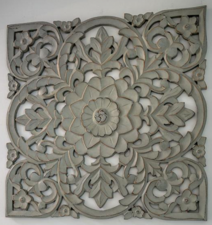 R - Grey Medium Narrow Frame Carved Panel