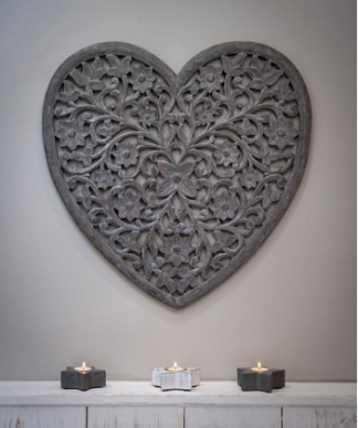 R - Grey Heart Carved Panel