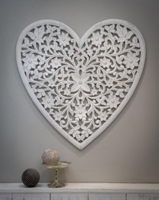 R - White Heart Carved Panel