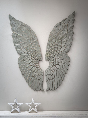 R - Pair of Large Grey Angel Wings