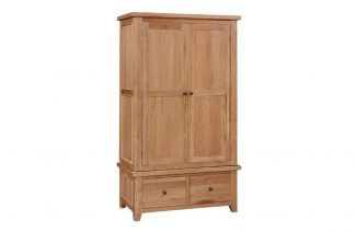 HB - Camberley Waxed Oak Double Wardrobe With 2 Drawers