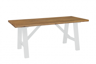 HB - Country White Trestle Dining Table