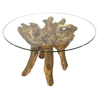 MAC - Small Round Root Dining Table with Glass