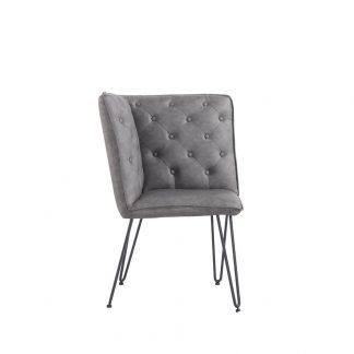 KI - Grey Studded Back Corner Dining Bench With Hairpin Legs