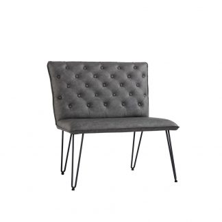 KI - Small Grey Studded Back Dining Bench With Hairpin Legs