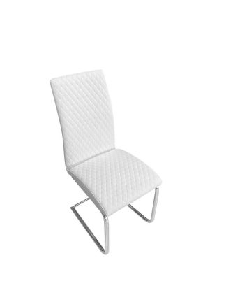 KI - White Diamond Stitch Chrome Base Chair