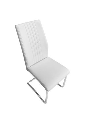 KI - White Fluted Chrome Base Chair